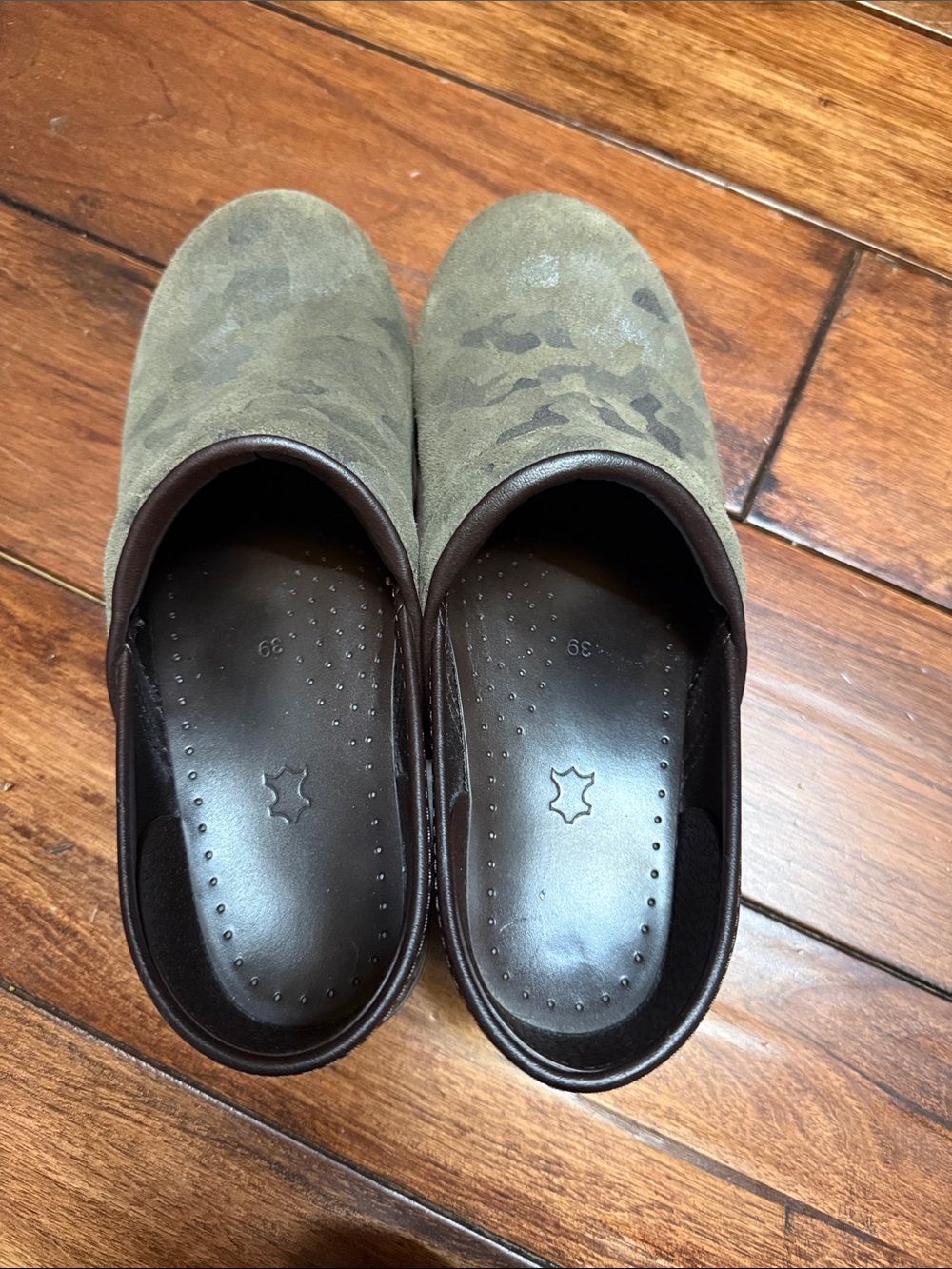 Dansko Olive Green Suede Slip-On Clogs